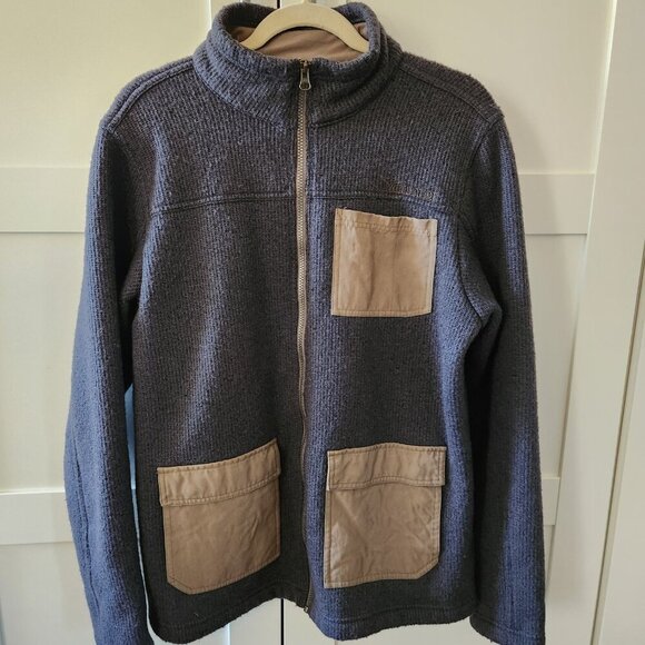 Marmot Gilcrest Dark Steel Gray/Cavern Zip Front Knit  Wool Blend Jacket Mens L - Picture 3 of 10